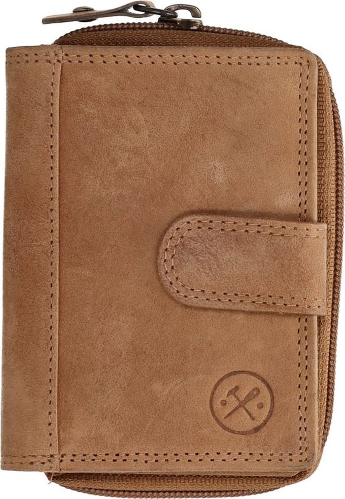 Hide & Stitches - Portemonnee Heren Dames - Hunter Leer Camel Bruin