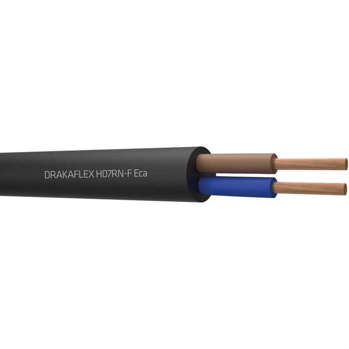 Flexibele H07RN-F Neopreen Kabel 2x1mm² Zwart - 817306 [20 Meters]