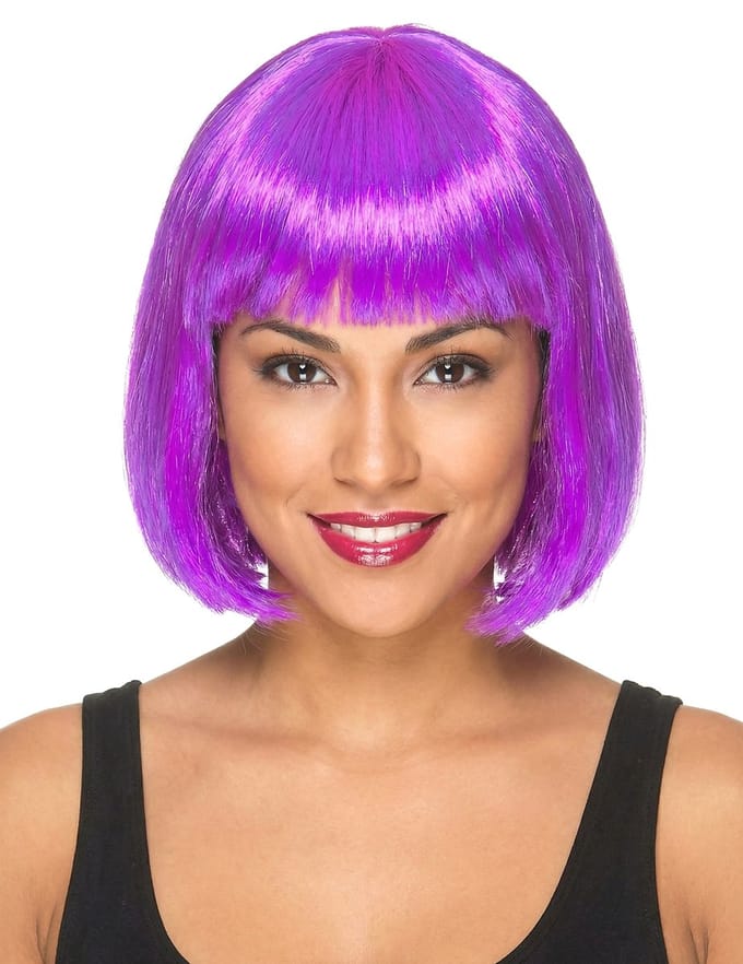 Vegaoo - Half lange paarse pruik voor vrouwen - Fluo - One Size