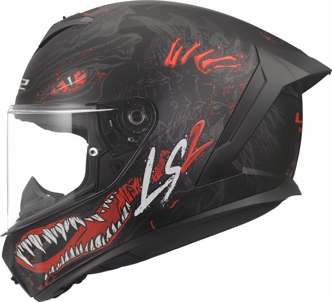LS2 Helm Rapid III Kaiju II FF820 zwart / rood / wit maat XXS