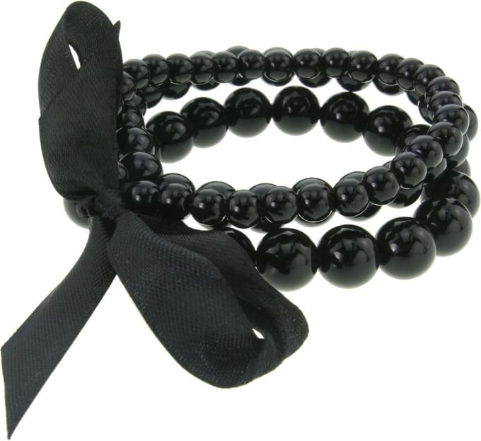 Behave - Parel Armband - Zwart - Set van 3 Elastische parelarmbanden