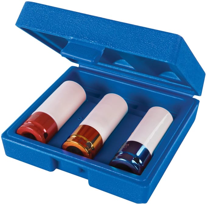 Silverline Slagmoerdoppenset - gehard chroommolybdeen - kleurcodes - 17, 19, 21 mm - 3-delig