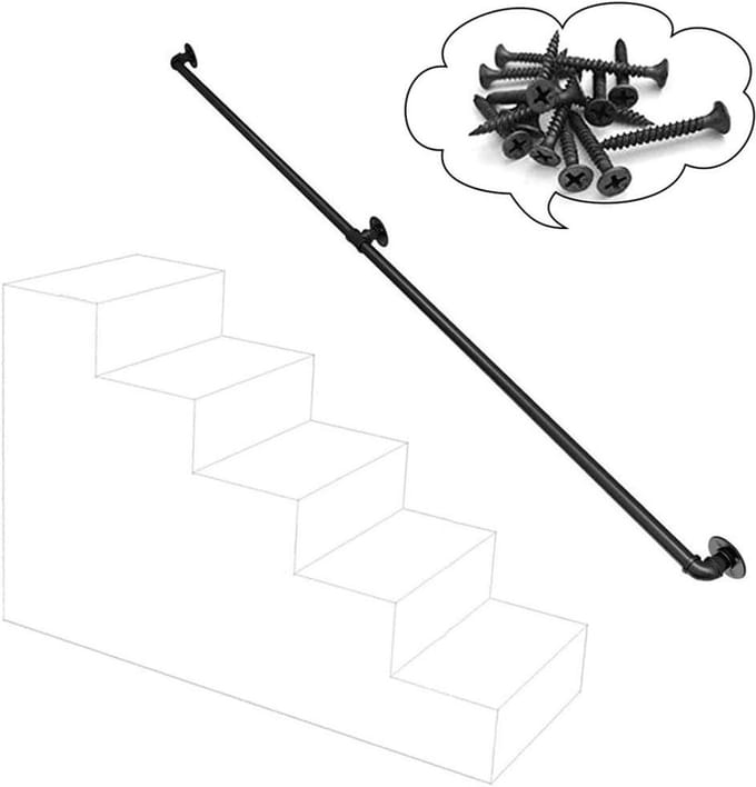 Trapleuning - Wandbeugel - Veiligheid Binnen - 200 Pond Belasting - 30cm - Zwart