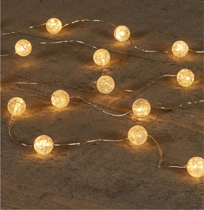 Anna's Collection LED Lichtslingers/lichtsnoeren - 2x - 20 led bolletjes - 200 cm - wit - batterij