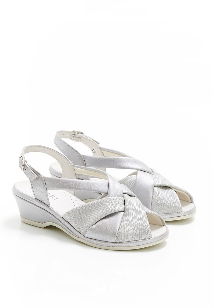 Damart - Sandalen met California Piedical structuur - Dames - Zilverkleur - 40