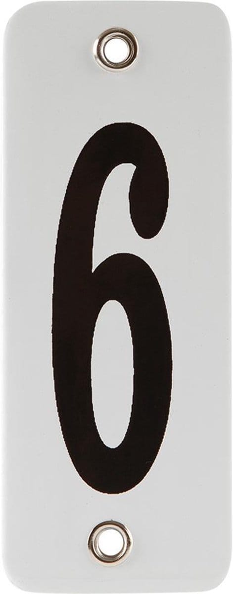 Emaille koppelbaar huisnummer wit nr. 6
