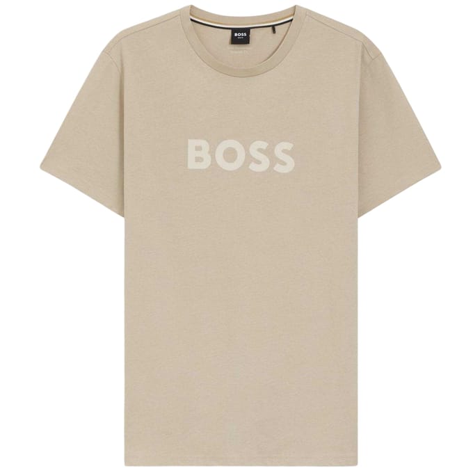Boss Heren T-shirt katoen met logo (Licht Beige)