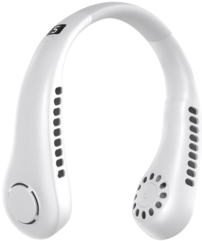 Draagbare nekventilator, 5000 mAh, USB oplaadbaar, persoonlijke nekventilator, 5 snelheden (wit)