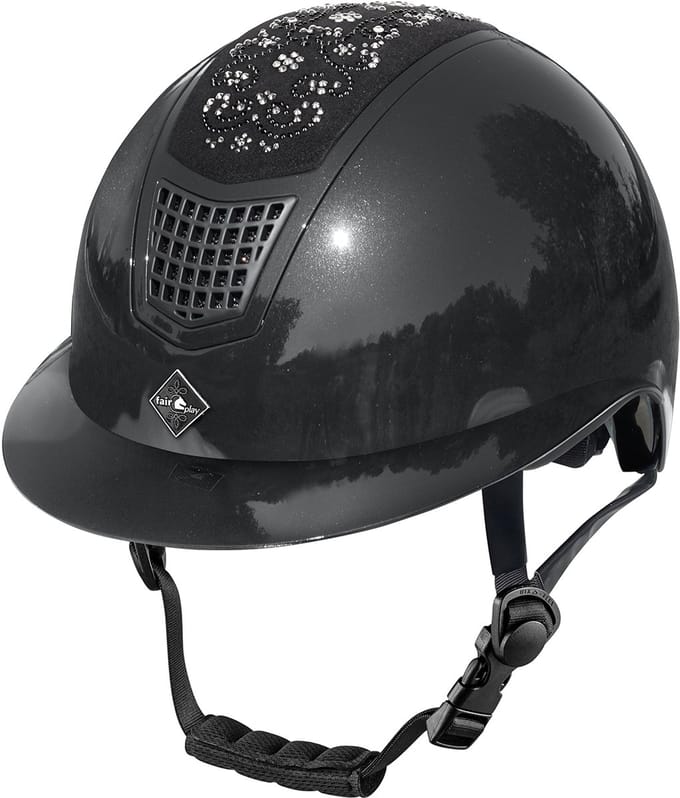 Fair Play Quantinum W-V Chic Shiny Rijhelm Brede Klep - Zwart - M (56-58 cm)