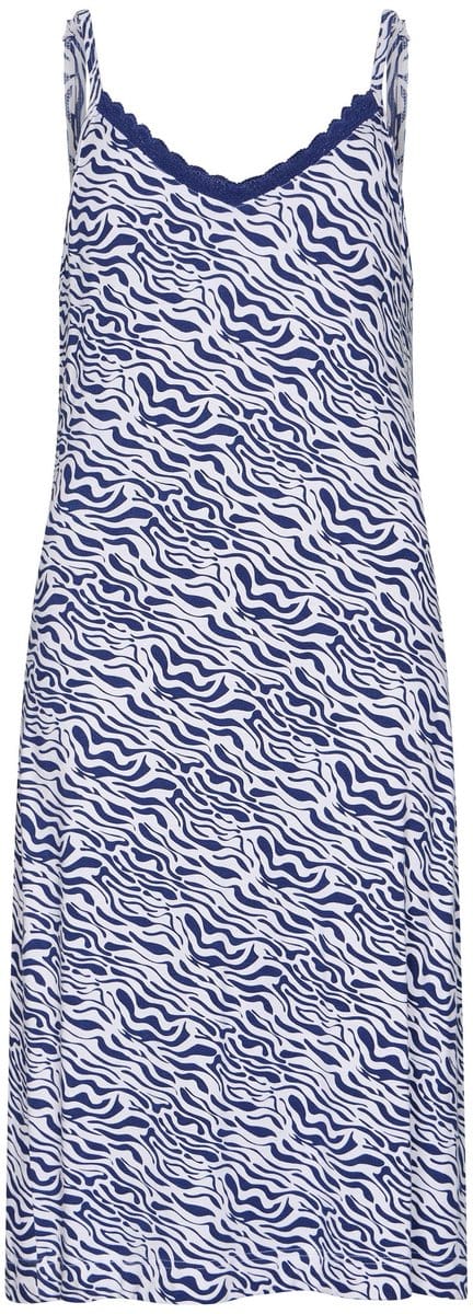 Pastunette - Spaghetti Nachthemd - Midnight Animal - Bamboe - Blauw/Wit - V hals - Maat 50
