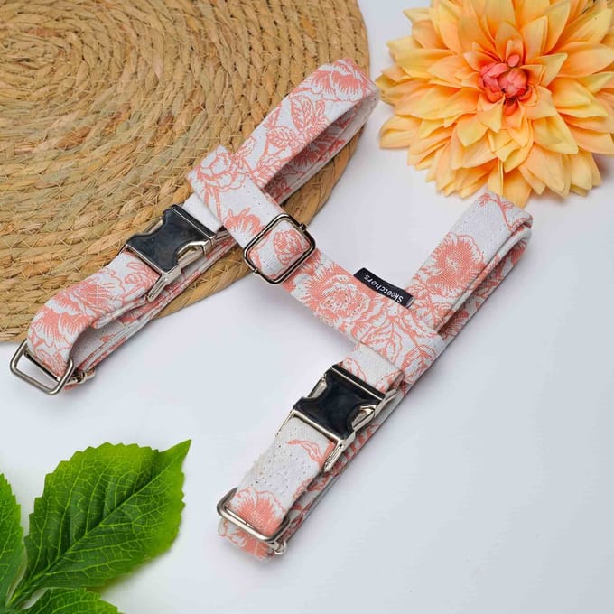 Hondentuigjes Pink Flowers maat S