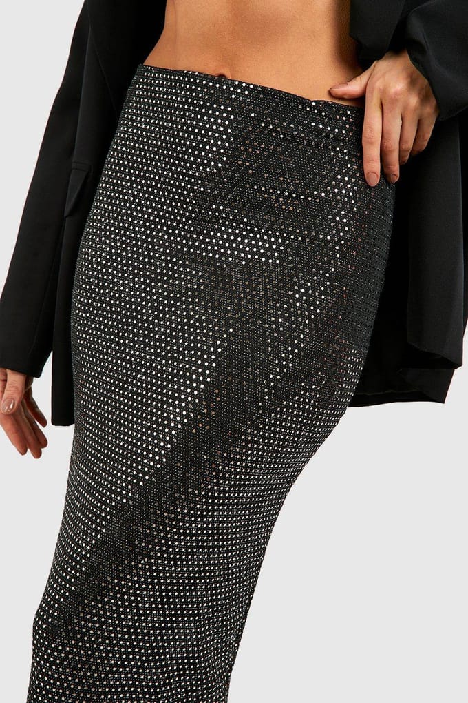 boohoo Dames Pailletten Maxi Sliprok | Gold | Maat: 8