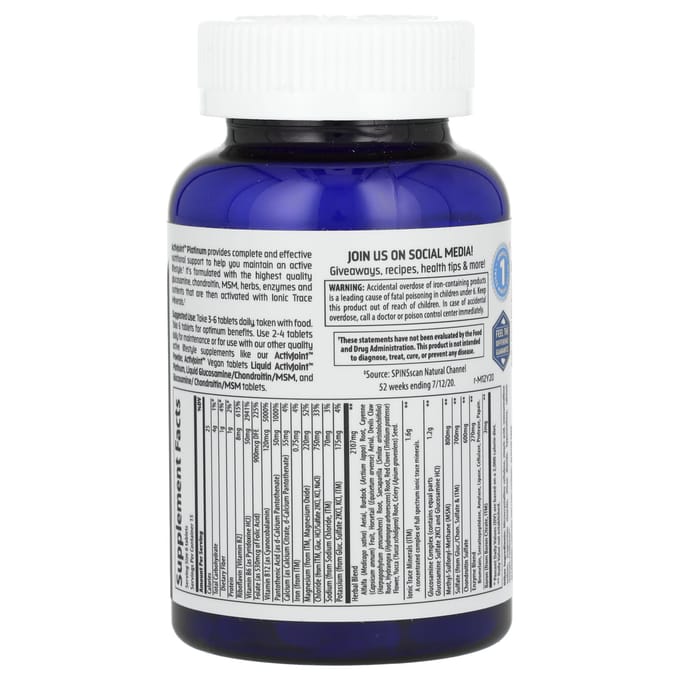 Trace, ConcenTrace, Activ Joint, Platinum, 90 tabletten