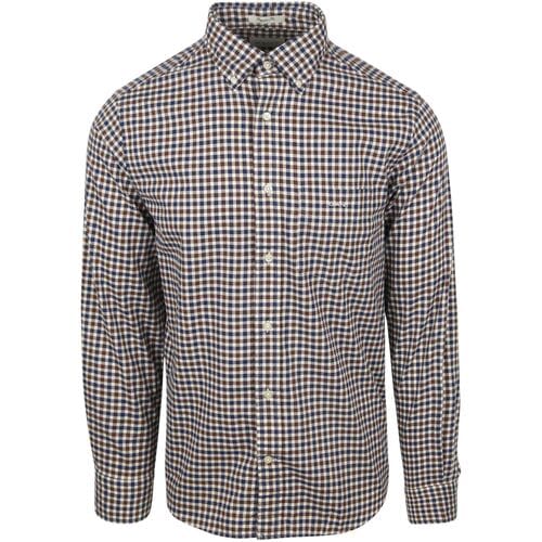 Gant Casual Overhemd Twill Ruit Bruin - Maat M - Heren - Overhemden Casual