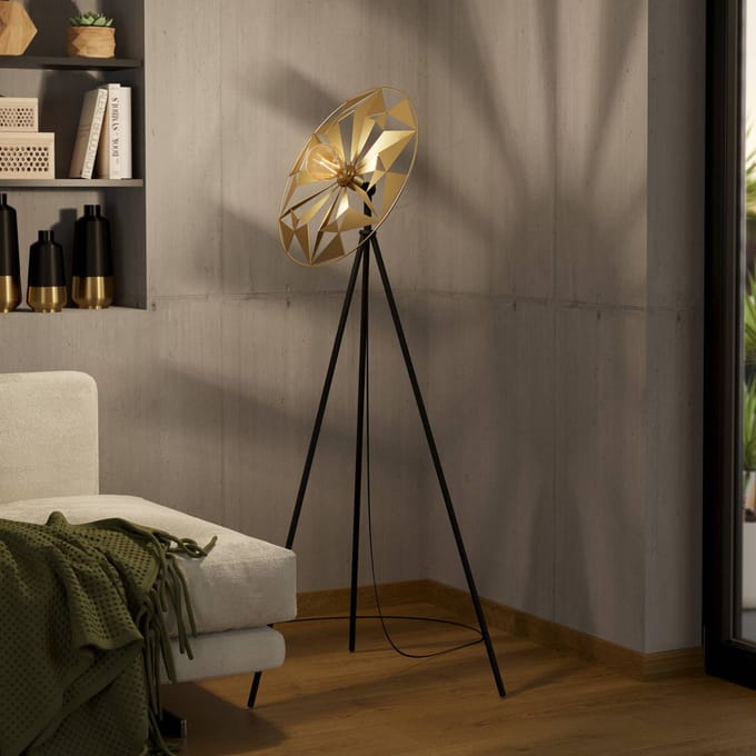 EGLO Castanuelo Vloerlamp - E27 - 152 cm - Zwart|Goud