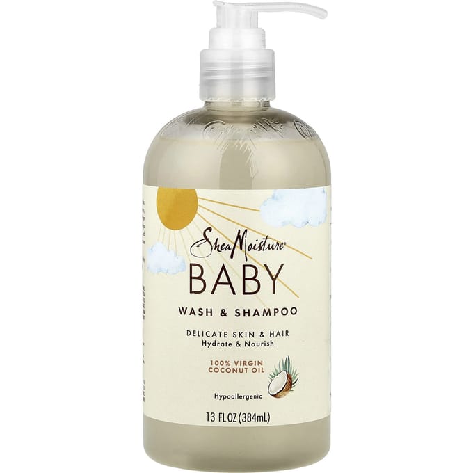SheaMoisture, 100% Virgin Kokosolie Baby Was & Shampoo, 13 fl oz (384 ml) white