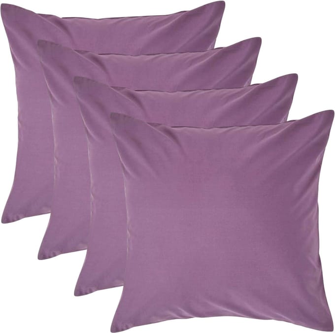 Homescapes Kussensloop 40x40 cm Set van 4 – Paars – 100% Egyptisch Perkal Katoen – 200 TC