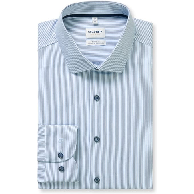 OLYMP Level Five 24/Seven Overhemd, Body Fit, Modern Kent, Bleu