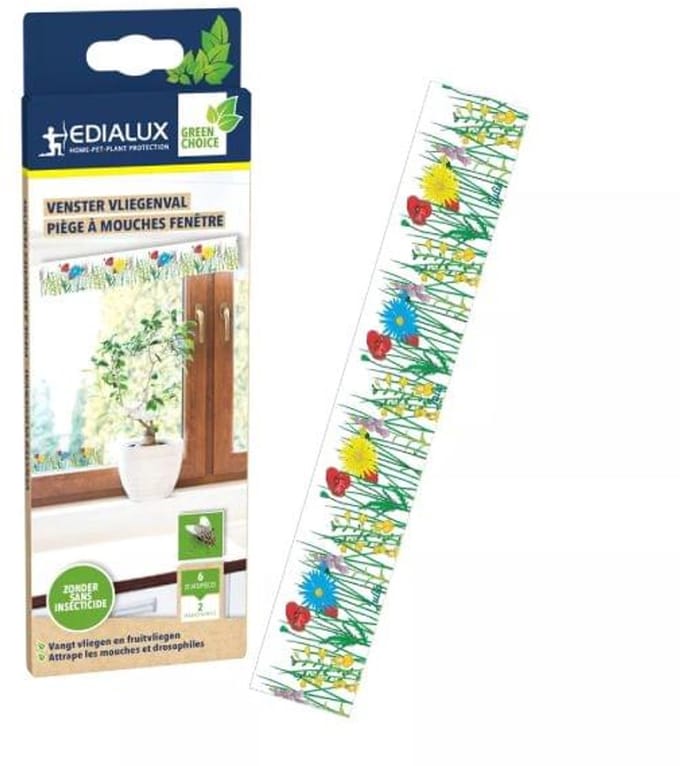 Edialux GreenChoice Venster vliegenval raamsticker - Effectieve Insectenval