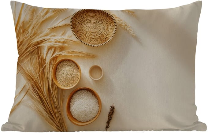 Buitenkussens - Tuin - Granen - Hout - Kom - Beige - 50x30 cm