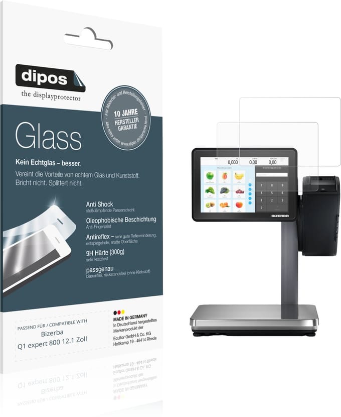 dipos – 2x Matte Pantserfolie geschikt voor Bizerba Q1 expert 800 12.1 Zoll | 9H Screenprotector