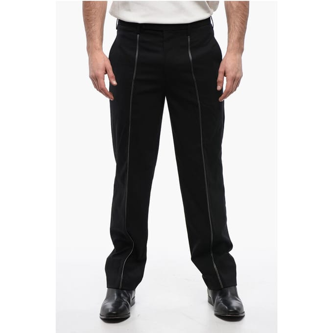Slim Fit Chino-broek van wolmix TAPE in zwart