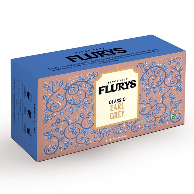 Flurys Klassieke Earl Grey Envelop 180 Gram, 100 Theezakjes beige