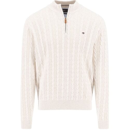 Fynch-Hatton Trui Troyer Zip Cable Knit New Off White / male