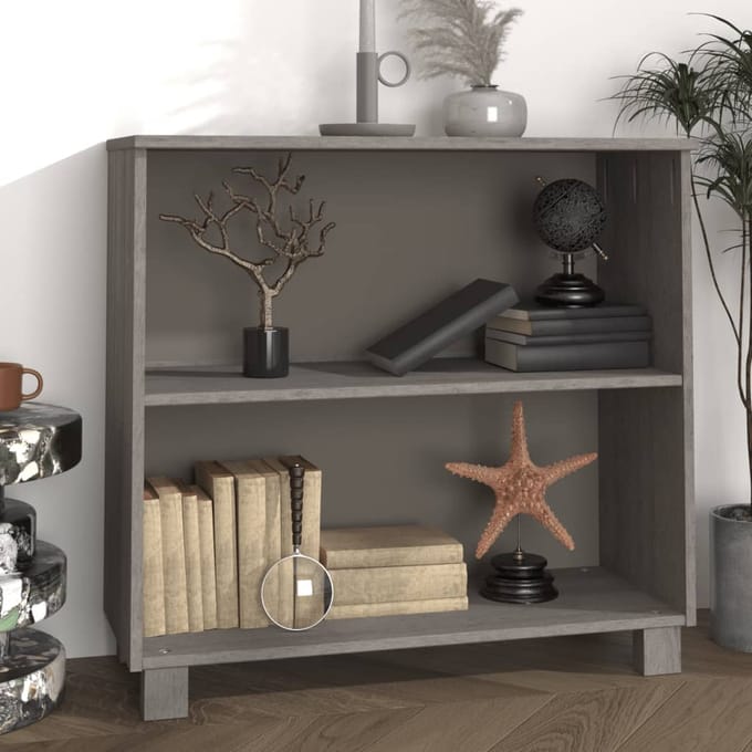 vidaXL - Dressoir - HAMAR - 85x35x80 - cm - massief - grenenhout - lichtgrijs