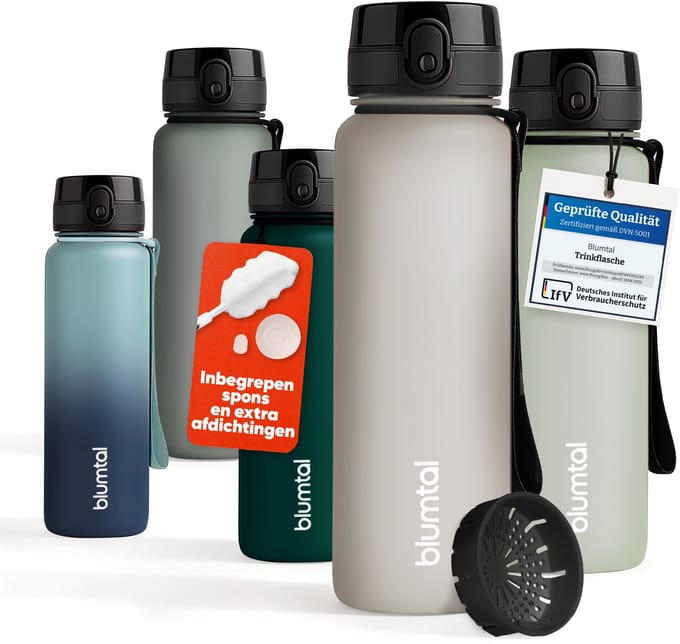Blumtal Drinkfles - BPA Vrij - Lekvrij - Waterfles - 1000 ml - Taupe