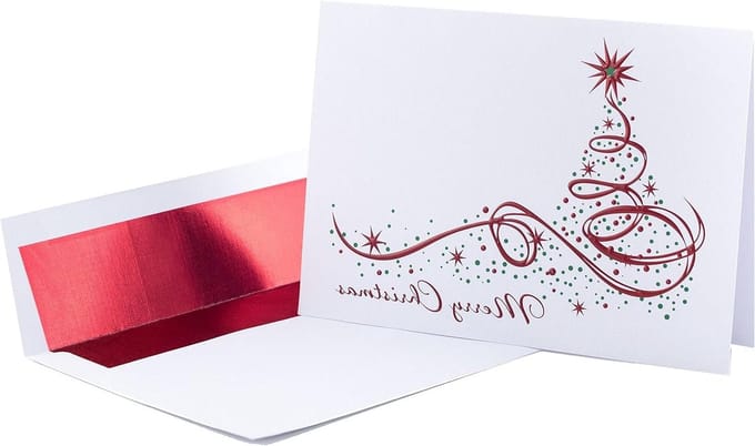 Kerstkaarten Set - Feestelijke kaarten - Vrolijke wensen - Luxe reliëf folie - 20 kaarten - Wit