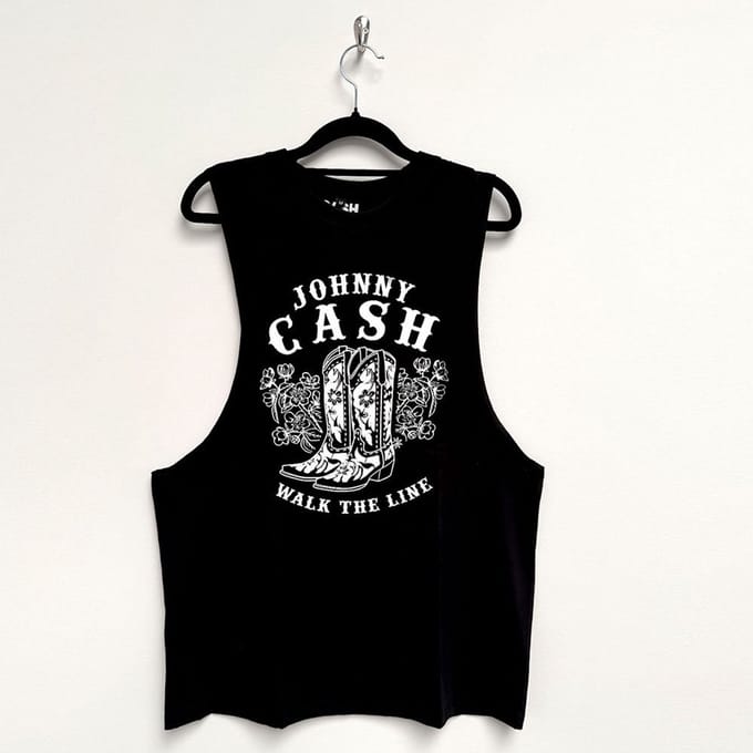 Johnny Cash - Walk The Line Boots Tanktop - S - Zwart