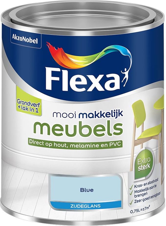 Flexa - Mooi Makkelijk Meubels Zijdeglans - Blue - Mengverf - 750 Ml