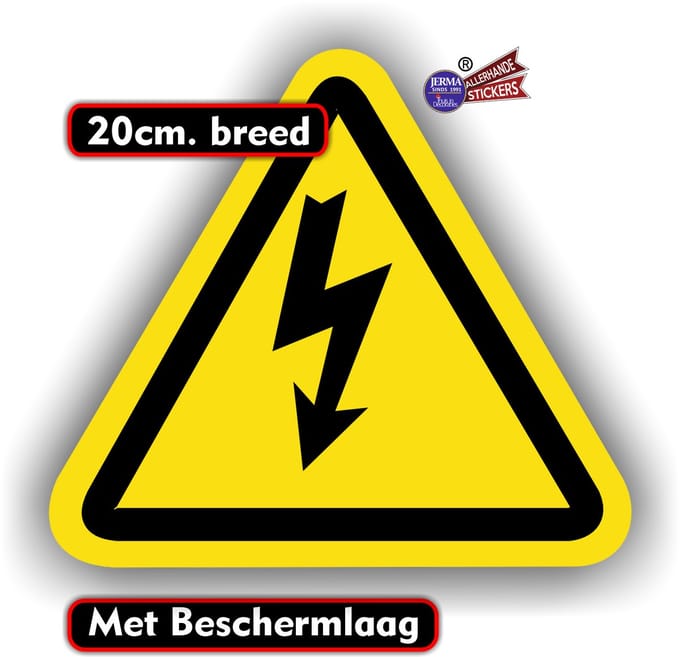 Jerma - Driehoek - Stickers - Elektrische spanning - 20 cm - Weerbestendig - Zelfklevend - Vinyl
