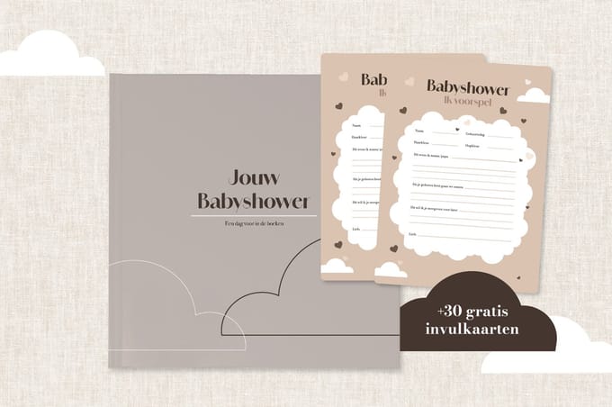 Bumpy Beige Babyshower Invulboek + GRATIS Invulkaarten - Jouw Babyshower - Natuurtinten - Stevig papier - 210x210mm - A6 - More Morris