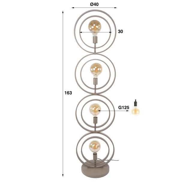 Hoyz vloerlamp turn around 4-lichts -