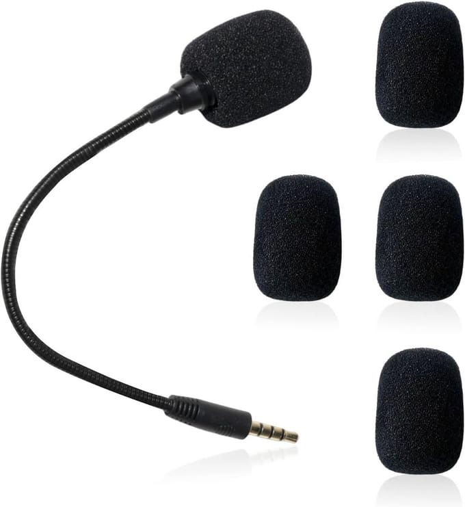 1 x microphone and 4-piece foam housing for microphone, small microphone, spare microphone, portable microphone, microphone with headphones
