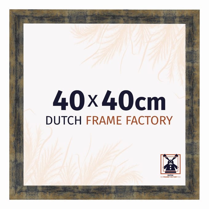 Fotolijst 40x40 cm - MDF - Blauw Goud Gemeleerd - Praag