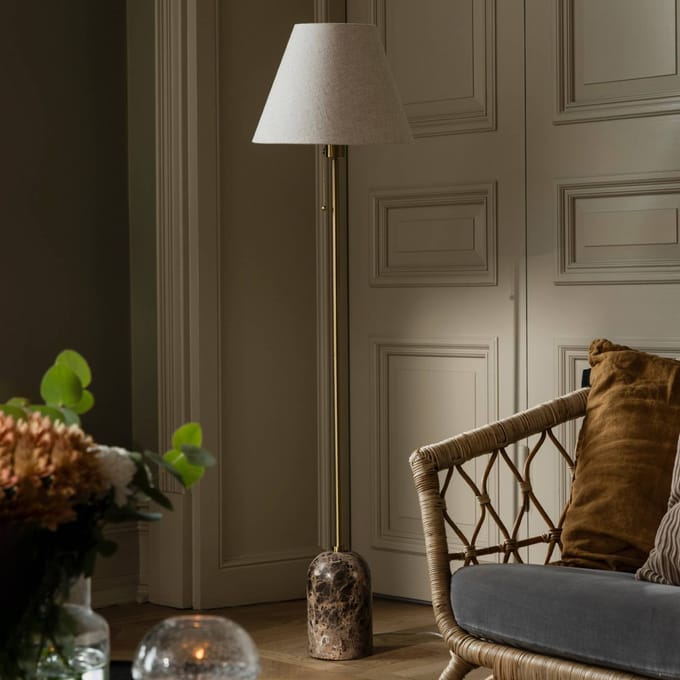 Globen Lighting vloerlamp Gino, voet van marmer, beige, 145 cm