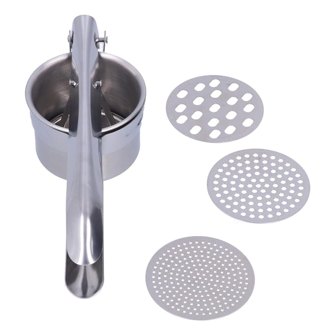 3 in 1 Handmatige Aardappelpers RVS Fruitpers Keukengadget voor Thuis Restaurant gray