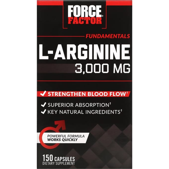 Force Factor, l-arginine, 3.000 mg, 150 capsules (600 mg per capsule)