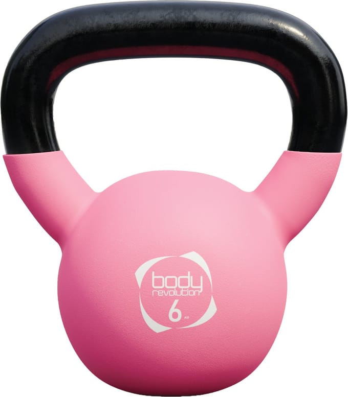 Neopreen kettlebell - roze - 6kg - ergonomisch handvat