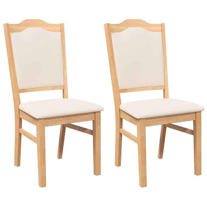 vidaXL - Eetkamerstoelen - met - kussens - 2 - stuks - massief - hout - rubber