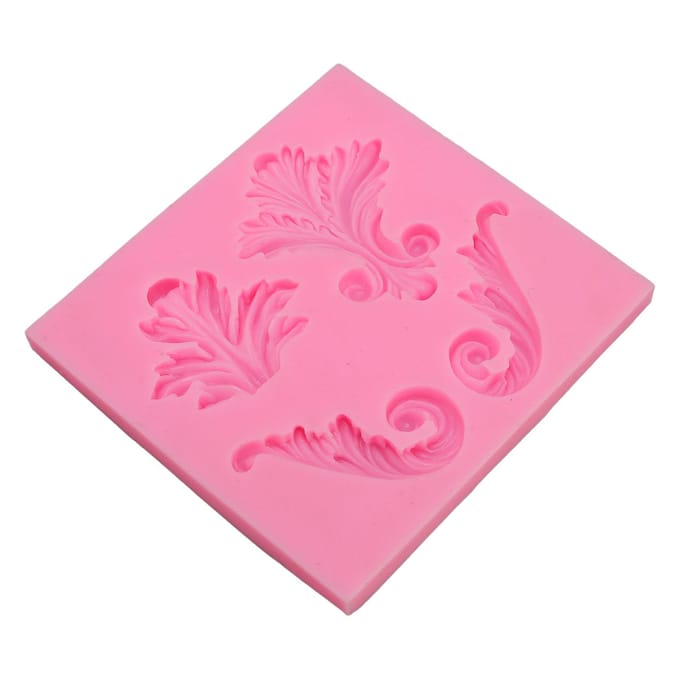 Scroll Siliconen Model 4 Holtes Multifunctioneel Scroll Kant Fondant Siliconen Model voor Taart pink
