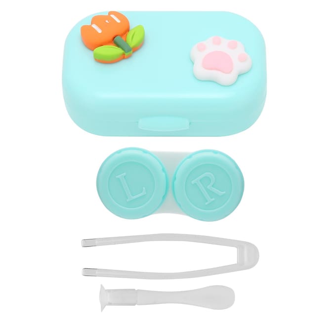 Contactlenshouder Schattig Draagbaar Contactlenscontainer Houder Doos Bewaarset Soak Kit Groen geel
