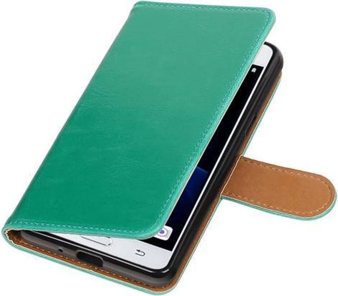 Groen Pull-Up PU booktype wallet hoesje voor Samsung Galaxy J3 Pro