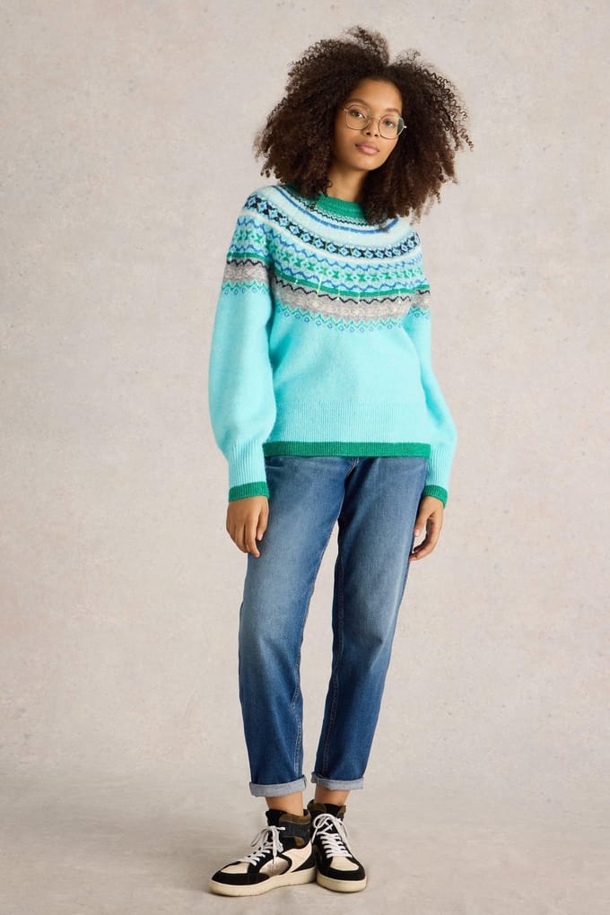 White Stuff Frosted Fairisle Jumper Blue Multi Taglia: 14 | Maglioni a maglia Outlet | Donna | Blu