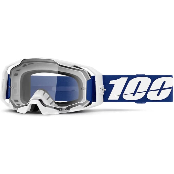 100% Armatic Motorcrossbril - Wit/Blauw - Heldere Lens