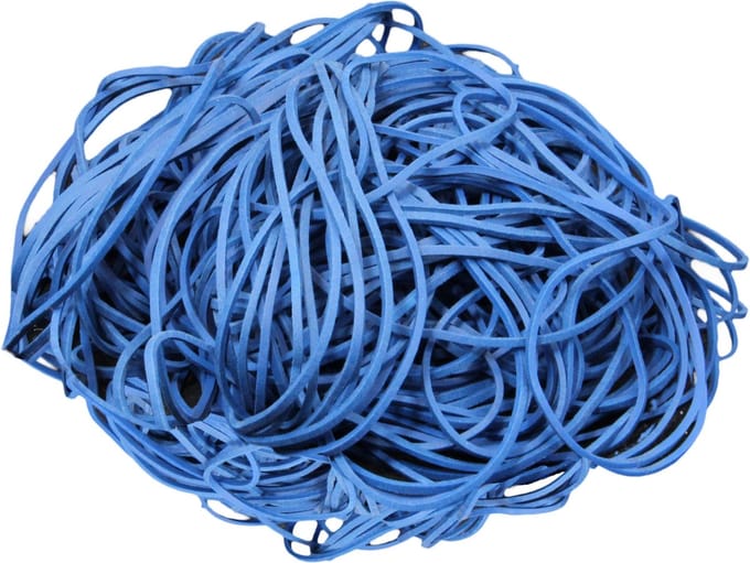 1 kg - Elastiek - blauw - diameter 60mm - breedte 1,5mm - in zak - ca 2100 stuks