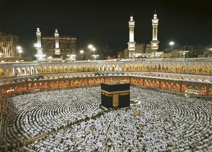 Fotobehang - Kaaba at Night 388x270cm - Papierbehang